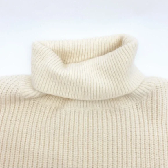 Petal + Pup Freddie Ribbed Knit Balloon Sleeve Turtleneck Sweater Ivory Cream - Picture 7 of 13